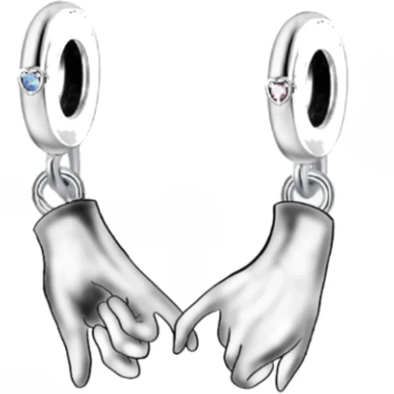 925 Sterling Silver Golden Heart Lock & Birthday Candle Charm | Fit Original Pandora Bracelet DIY Jewelry