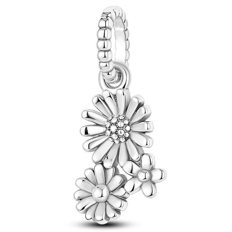 925 Sterling Silver Colorful Charms – Rose, Crown, Rainbow & Heart Dangle Beads Fit Pandora Bracelet & Necklace