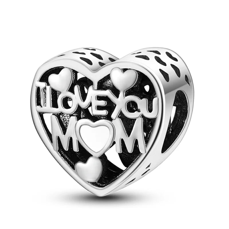 925 Sterling Silver Colorful Charms – Rose, Crown, Rainbow & Heart Dangle Beads Fit Pandora Bracelet & Necklace