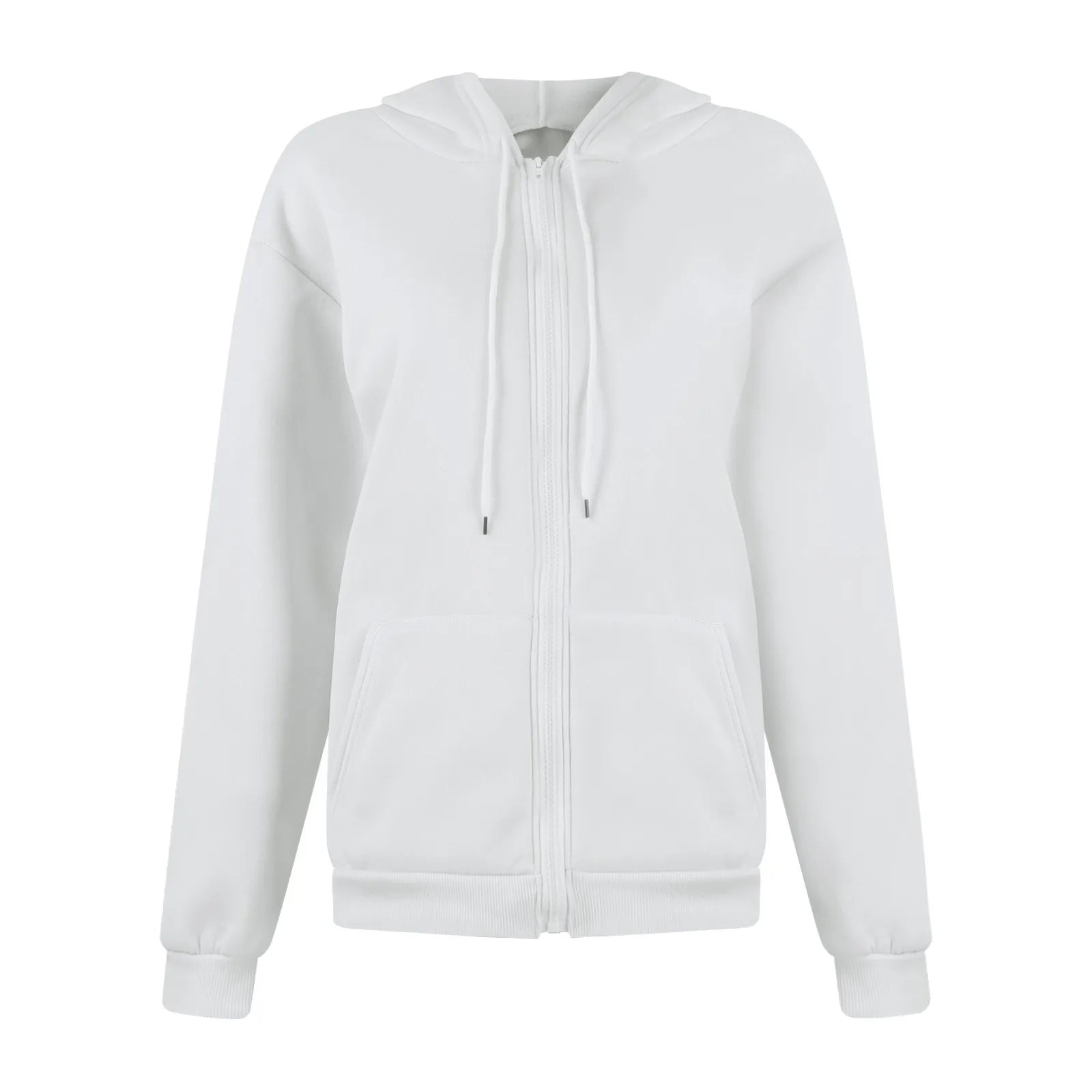 Autumn & Spring Women’s Zip Up Hoodie | Korean Style Casual Drawstring Sweatshirt Cardigan