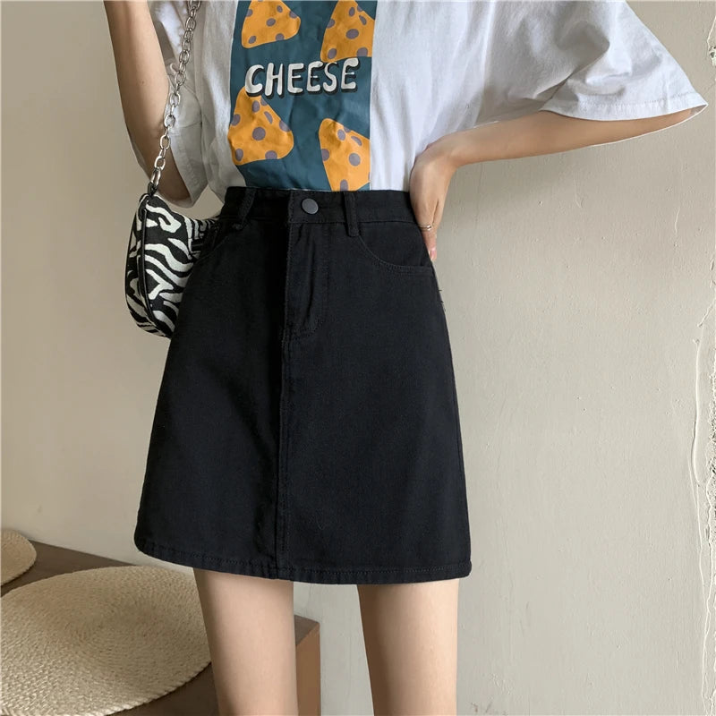 Women’s High Waist A-Line Denim Skirt | Slimming Bodycon Short Skirt Korean Style 2025