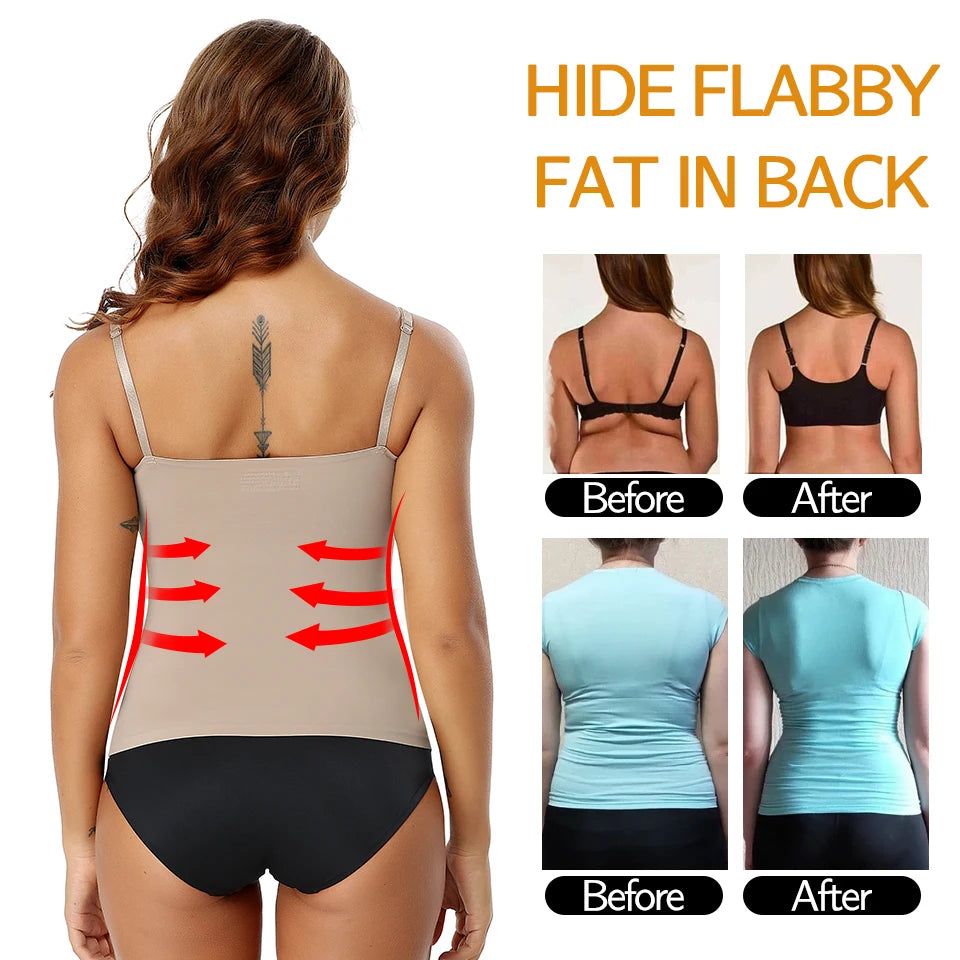 Seamless Shapewear Tank Top Camisole – Women’s Tummy Control Smooth Compression Vest in Nude & Black