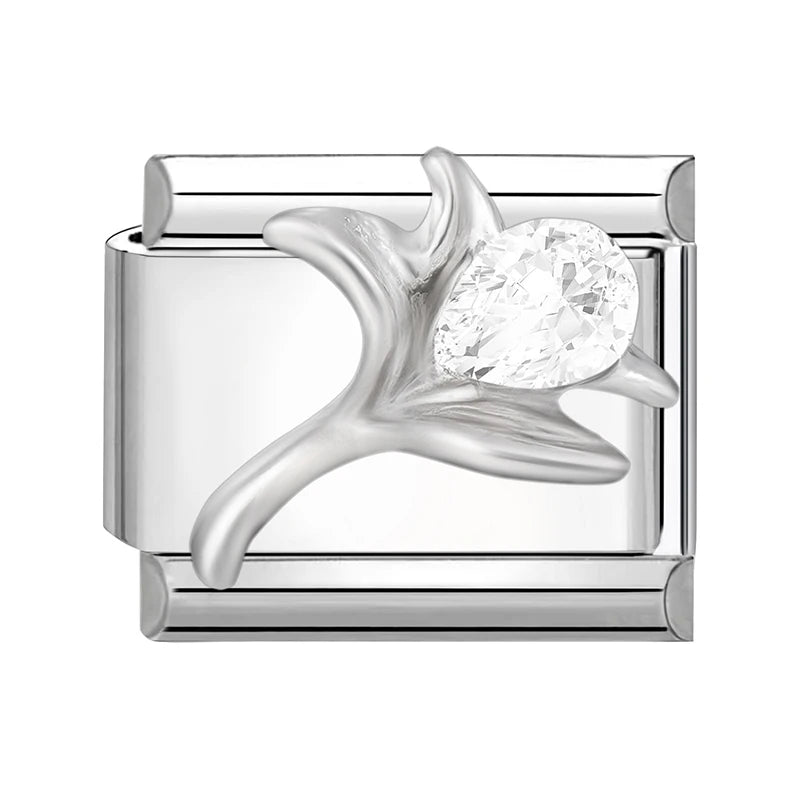 2025 Original Zircon Bow Knot Star Cherry Italian Charm | Stainless Steel 9mm Links DIY Modular Bracelet Jewelry Wholesale