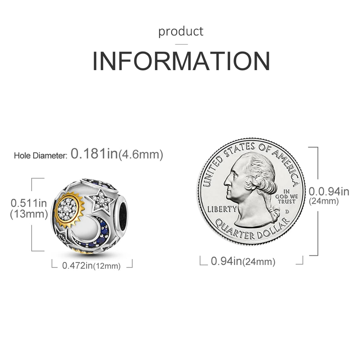 Silver Plated Colorful Glowing Moon & Stars Rainbow Dangle Charms | Fit Original Bracelet & Necklace | Women’s Jewelry Beads