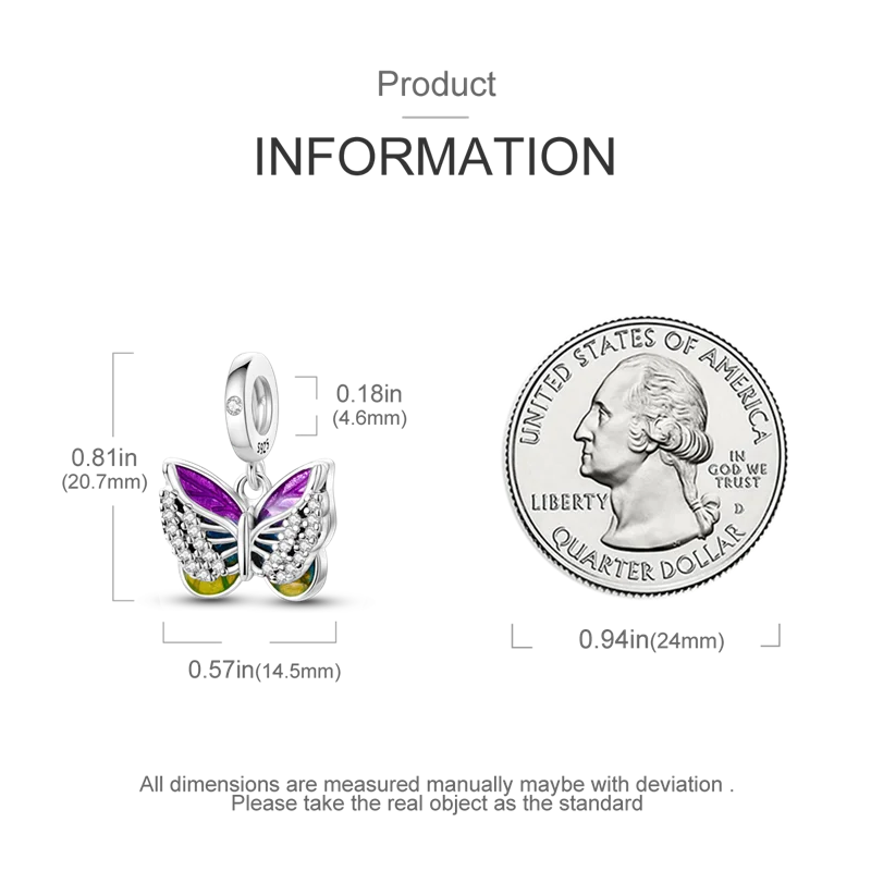 100% 925 Sterling Silver Dinosaur Frog Butterfly Charms Beads | Fit 4mm Bracelets DIY Anniversary Jewelry