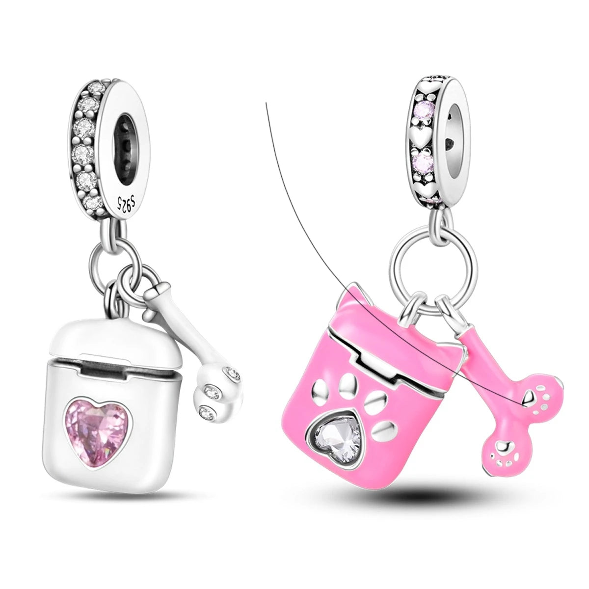 925 Silver 🎧 Enamel Earphone Charm Bead | Pandora Fit DIY Jewelry