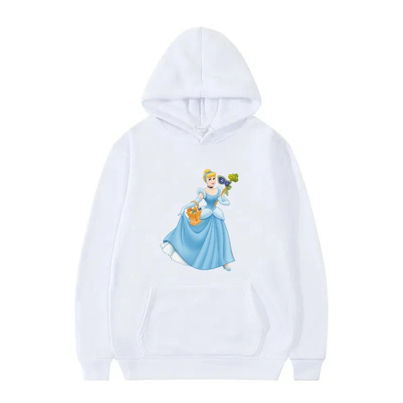 Disney Princess Graphic Hoodie | Y2K Sweet Style Long Sleeve Sweatshirt with Pockets for Women