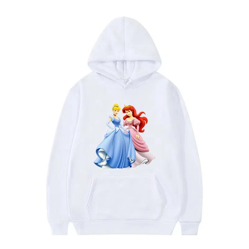 Disney Princess Graphic Hoodie | Y2K Sweet Style Long Sleeve Sweatshirt with Pockets for Women