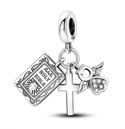 New 925 Sterling Silver Plated Christ Cross Buddha Charm Bead | Fit Original Pendant Bracelet DIY Fashion Jewelry