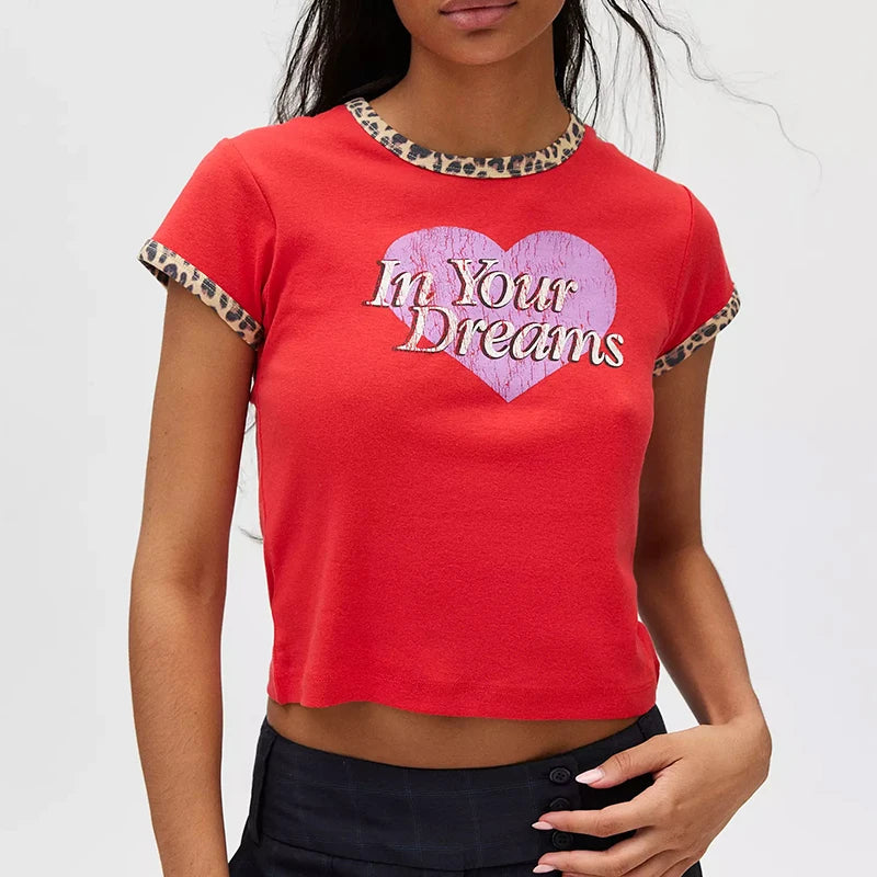 Y2K Colombia Print Punk Grunge Patchwork T-Shirt – Women’s Slim Sexy Crop Top Streetwear