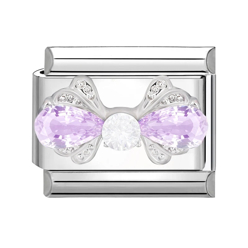 2025 Original Zircon Bow Knot Star Cherry Italian Charm | Stainless Steel 9mm Links DIY Modular Bracelet Jewelry Wholesale