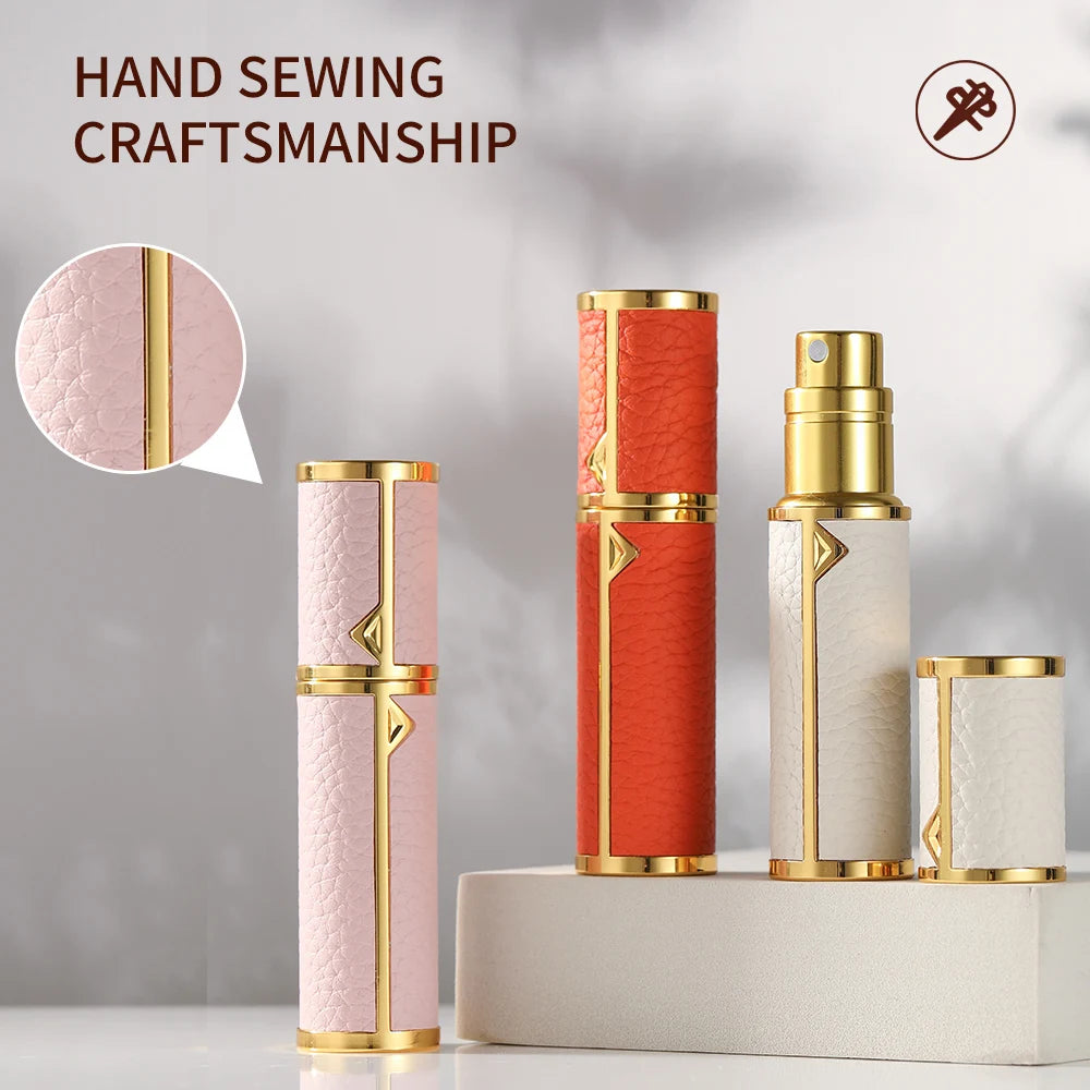 Louischanzl 5ML Leather Perfume Bottle – Refillable Portable Travel Mini Spray Atomizer | Empty Cosmetic Container