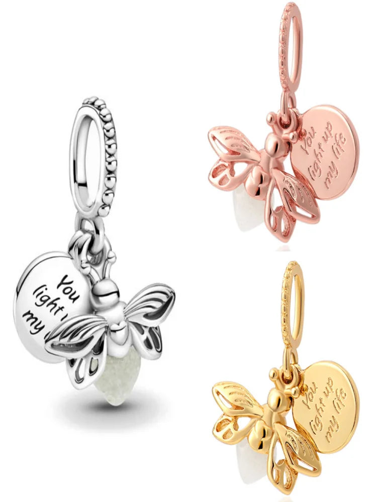 925 Sterling Silver Firefly Light Bulb Pendant | Fits Original Bracelet & Necklace | DIY Jewelry Charm for Women