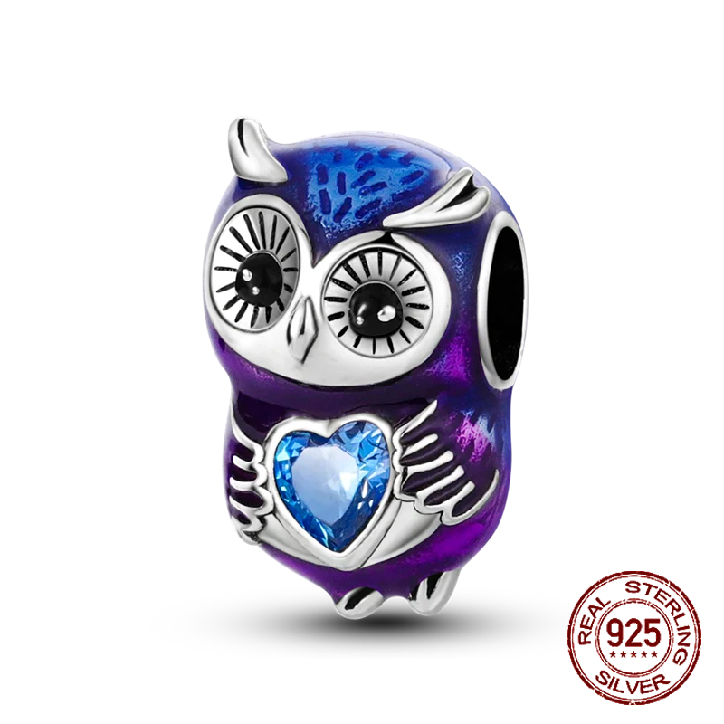 925 Sterling Silver Purple Flower & Butterfly Dangle Charm | Bead for 4MM Bracelet or Necklace DIY Jewelry Gift