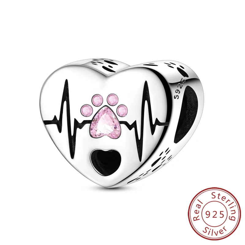 New Love Heart Shaped 925 Sterling Silver Charms – Family & Friendship Charm Beads Fit Original Bracelets for Women