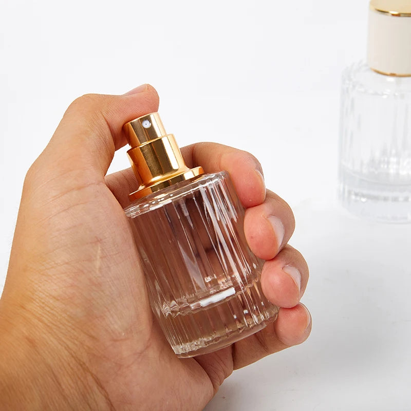 30/50ML Perfume Glass Spray Bottle – Portable Clear Refillable Cosmetic Atomizer | High-Capacity Empty Bottle
