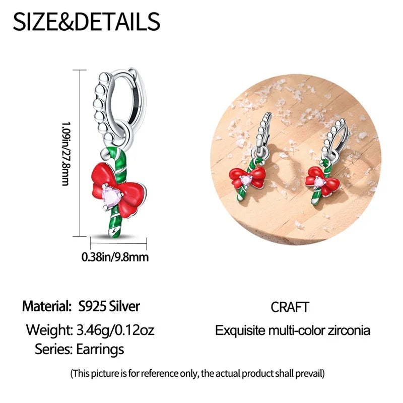 S925 Silver 🎄 Christmas Bell & Flower Earrings 💎 Holiday Gift for Women