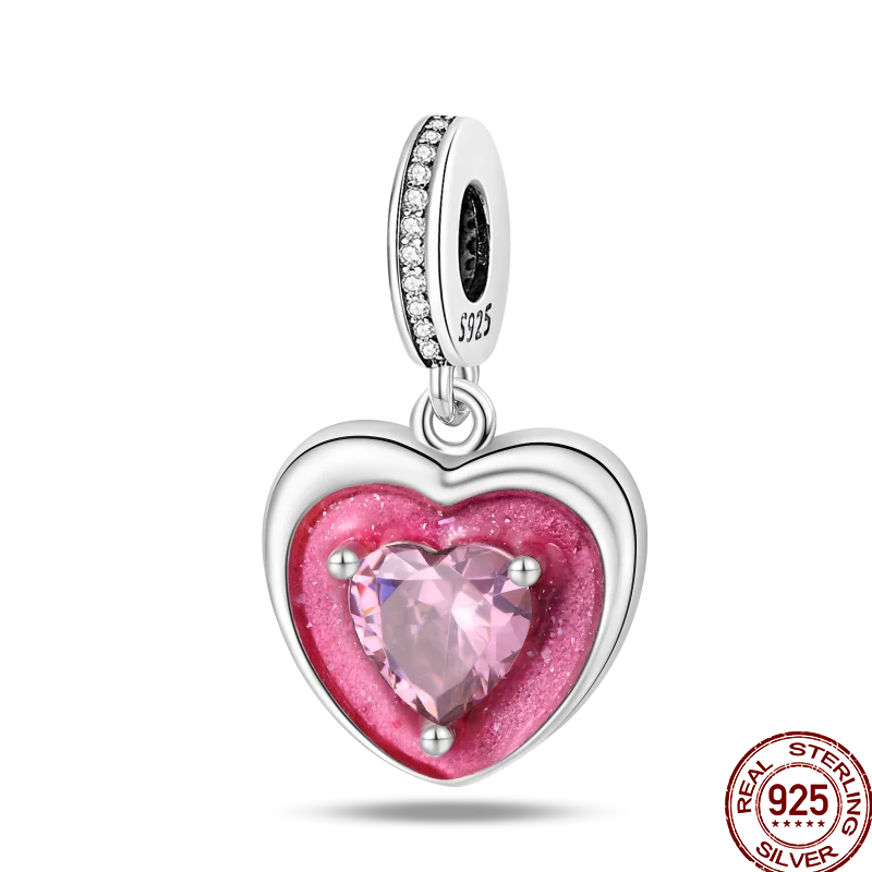 925 Sterling Silver Romantic Princess Charm Beads – Pink Dress, Lipstick & Dancing Shoes Fit 3MM Bracelet