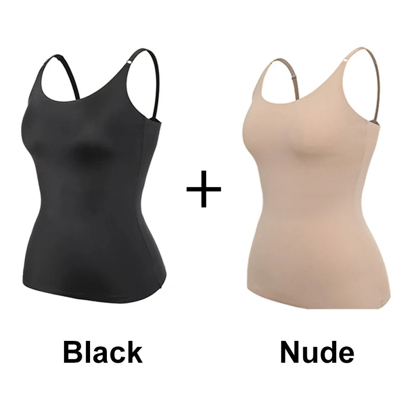 Seamless Shapewear Tank Top Camisole – Women’s Tummy Control Smooth Compression Vest in Nude & Black