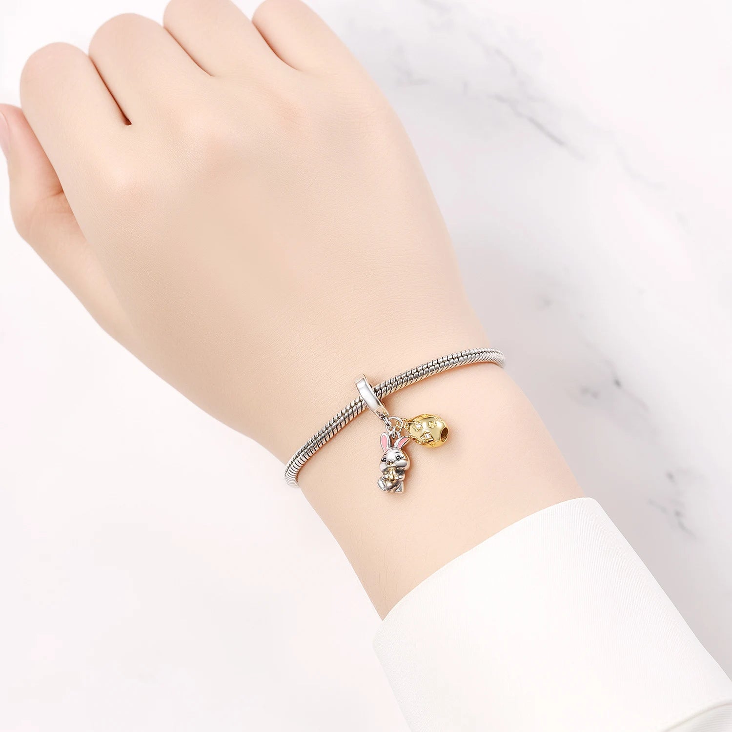 925 Sterling Silver Easter Bunny & Egg Pendants | Bracelet Charms for Women, DIY Jewelry, Party Beads, Exquisite Gift Accessory