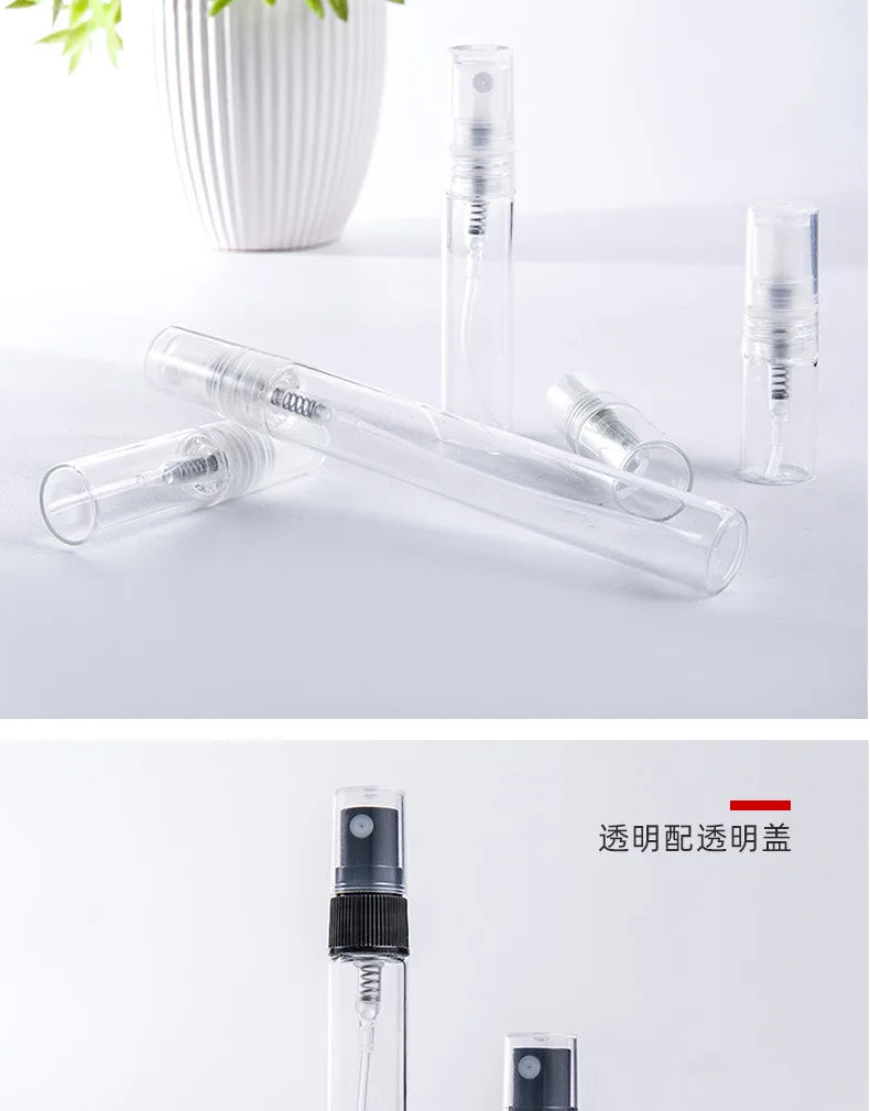 5/10PCS Mini Glass Perfume Bottles – 3ML / 5ML / 10ML Travel Toner & Cosmetic Dispenser | Tea-Colored Graduated Bottles