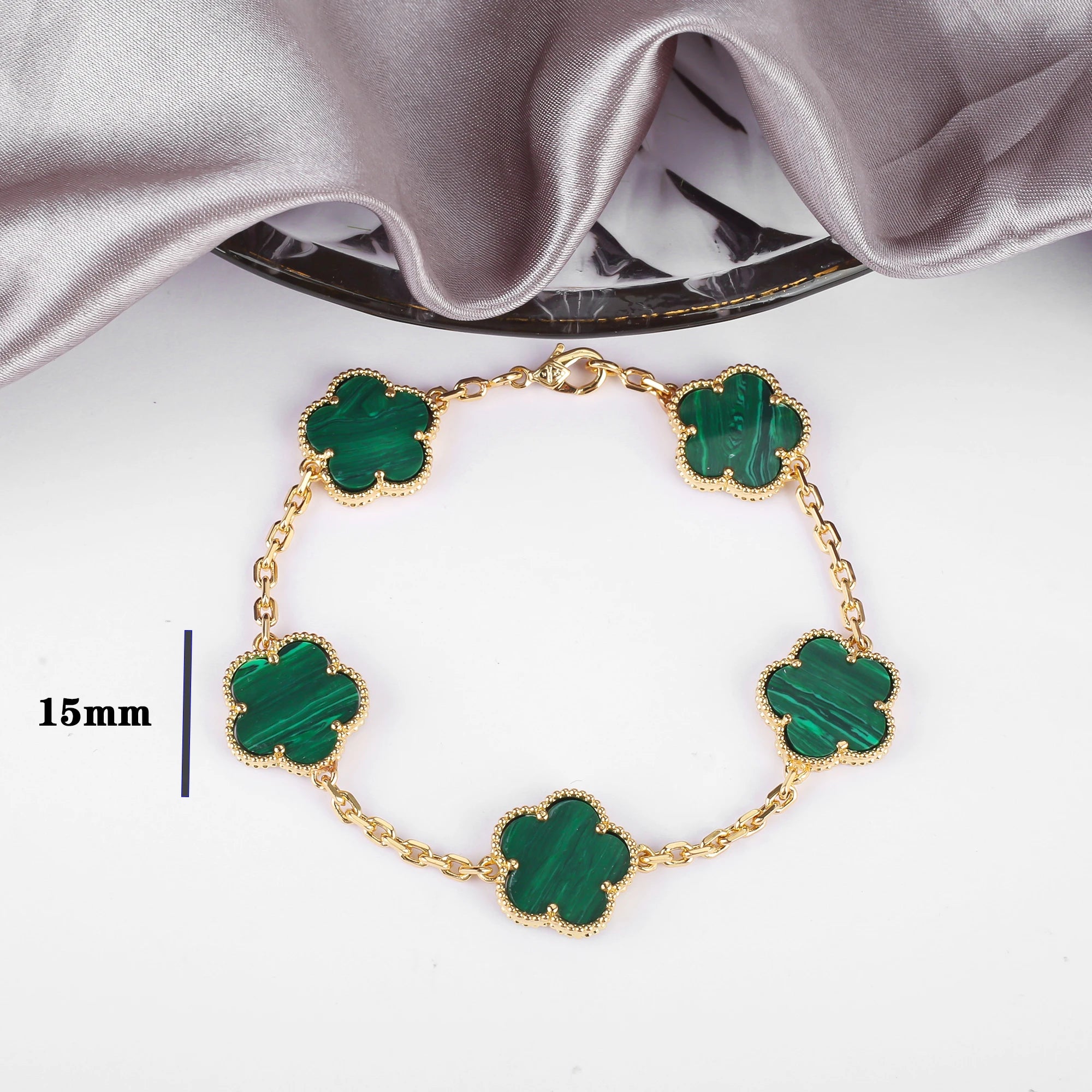 7 Colors Five-Leaf Flower Pendant Necklace Natural Stone Clover Choker Chain for Women
