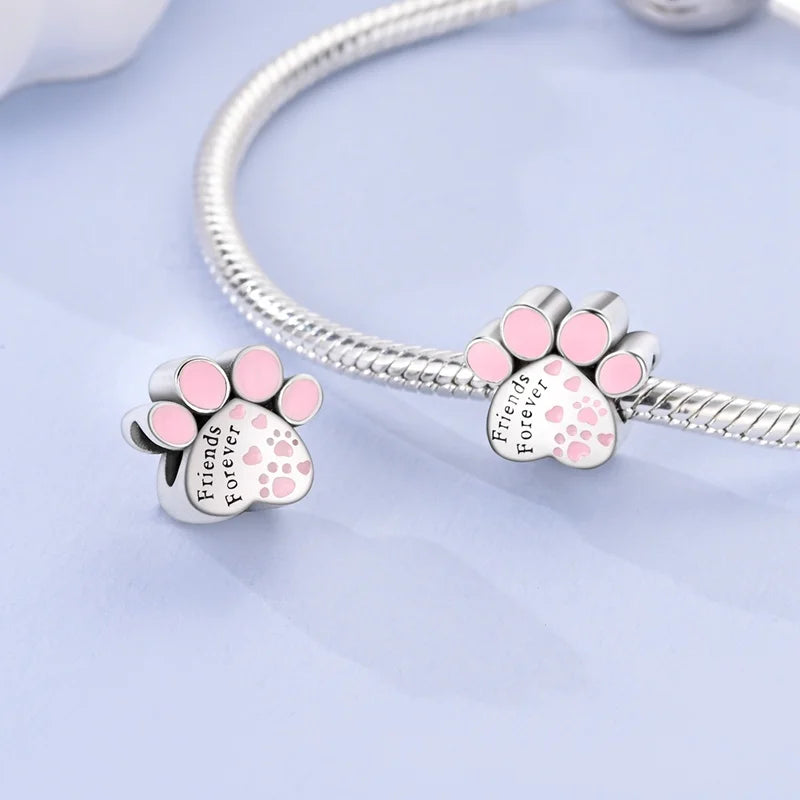 Cute Pet Kitten Puppy Sheep Charms | Fit 925 Original Pandora Bracelets | Colorful Zircon Beads DIY Jewelry Gift