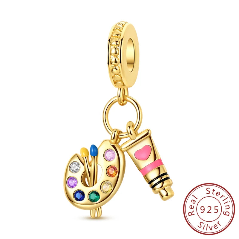 Original 925 Sterling Silver Charms – Mushroom, Unicorn, Wings & Pearl Beads for Women