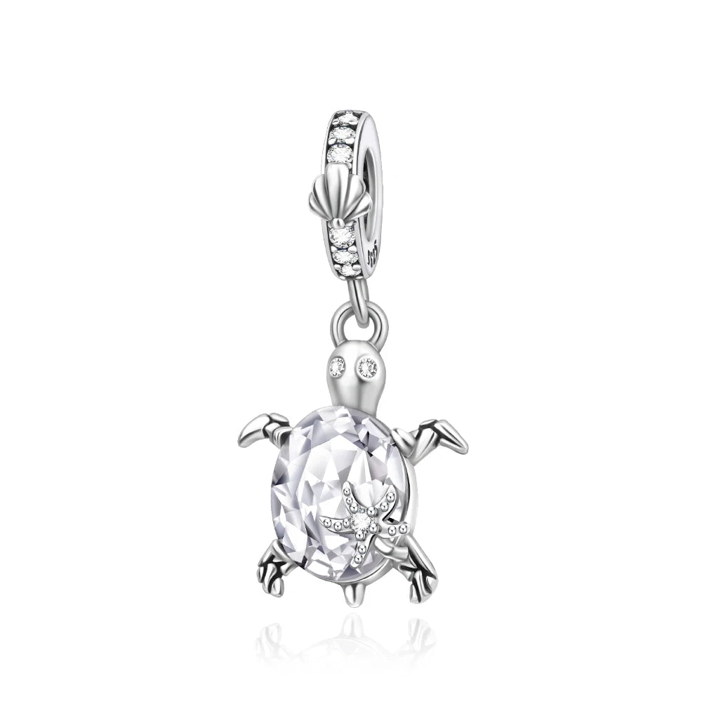 Hot Sale 925 Sterling Silver Summer Ocean Star & Turtle Dangle Charm Bead | Fit Pandora Bracelet