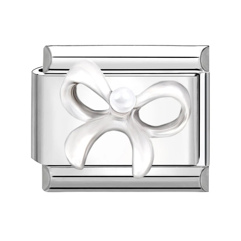 2025 Original Zircon Bow Knot Star Cherry Italian Charm | Stainless Steel 9mm Links DIY Modular Bracelet Jewelry Wholesale