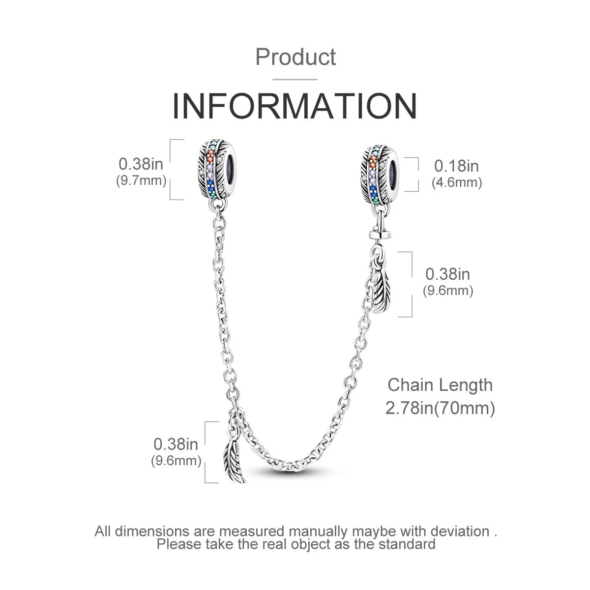 925 Sterling Silver Star Moon Safety Chain Charm | Pandora Fit Jewelry