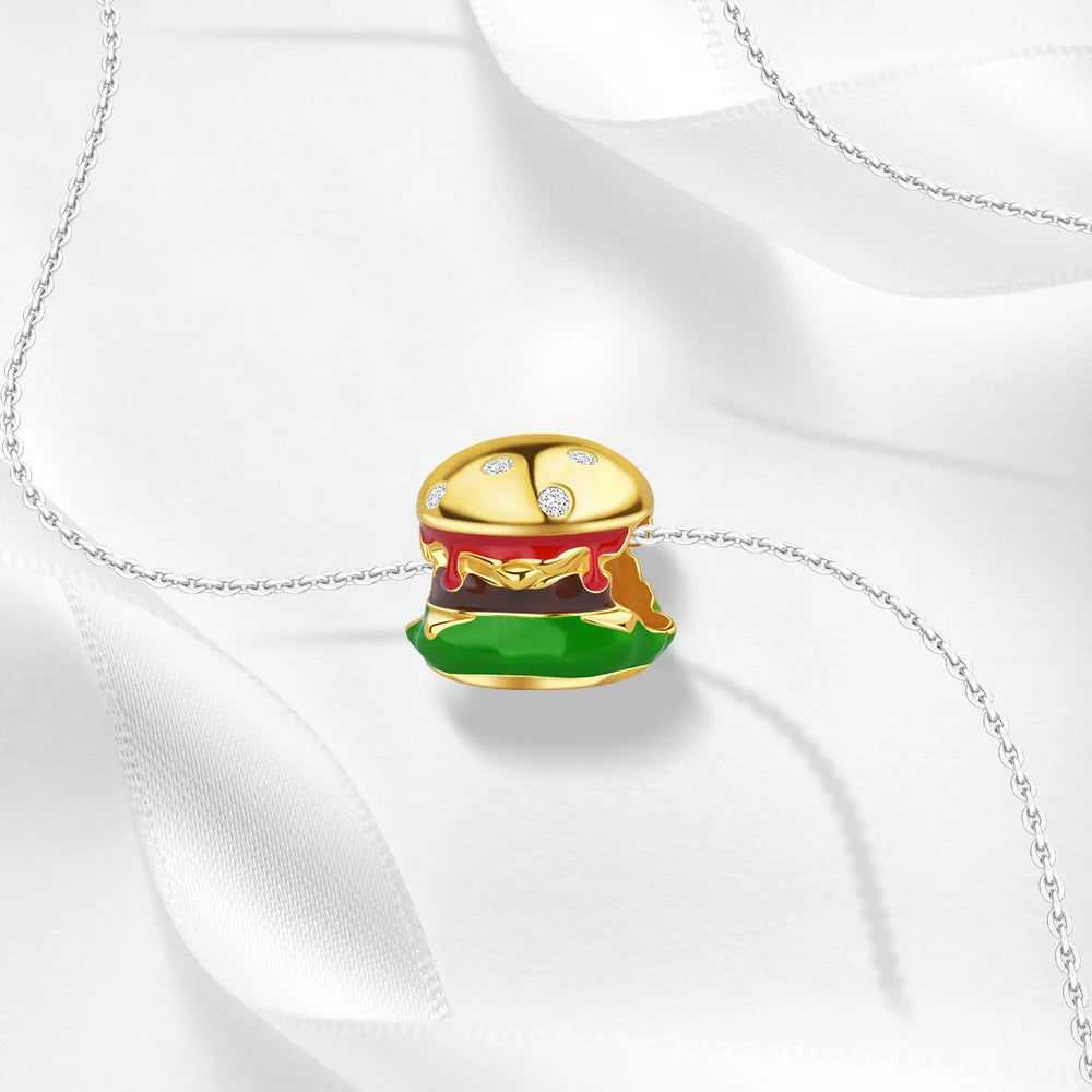 2025 New 925 Sterling Silver Coffee, Cake, Fruit & Burger Charms | Fit Pandora Bracelet & Necklace DIY Jewelry