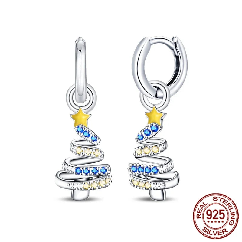 S925 Silver 🎄 Christmas Bell & Flower Earrings 💎 Holiday Gift for Women