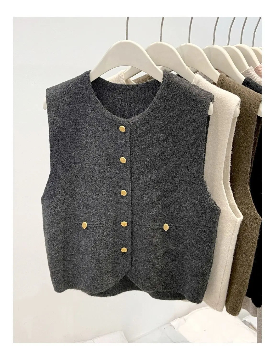 Women’s Knit Vest Cardigan Sweater | Sleeveless Button-Up Round Neck Casual Fashion Top