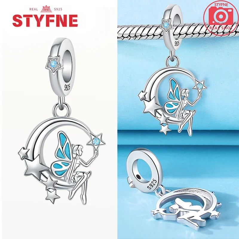 925 Sterling Silver Luminous Rabbit Astronaut Spaceship Charm – Fits Original Bracelet DIY Jewelry Gift for Women