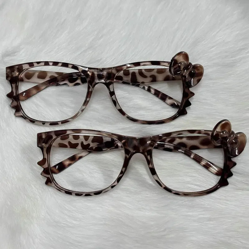 Y2K Leopard Print Eyeglass Frame – Anime Kawaii Retro Glasses | Cartoon Cute Decorative Eyewear Toys