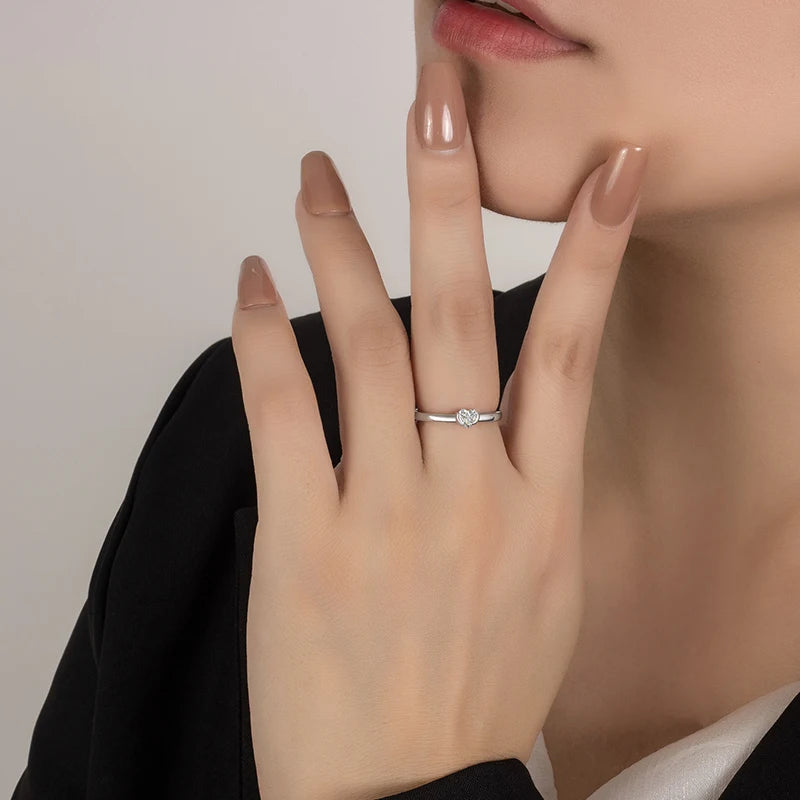 PERFANY 0.3CT Heart Cut Moissanite Ring S925 Silver | Women’s Classic Wedding & Party Jewelry