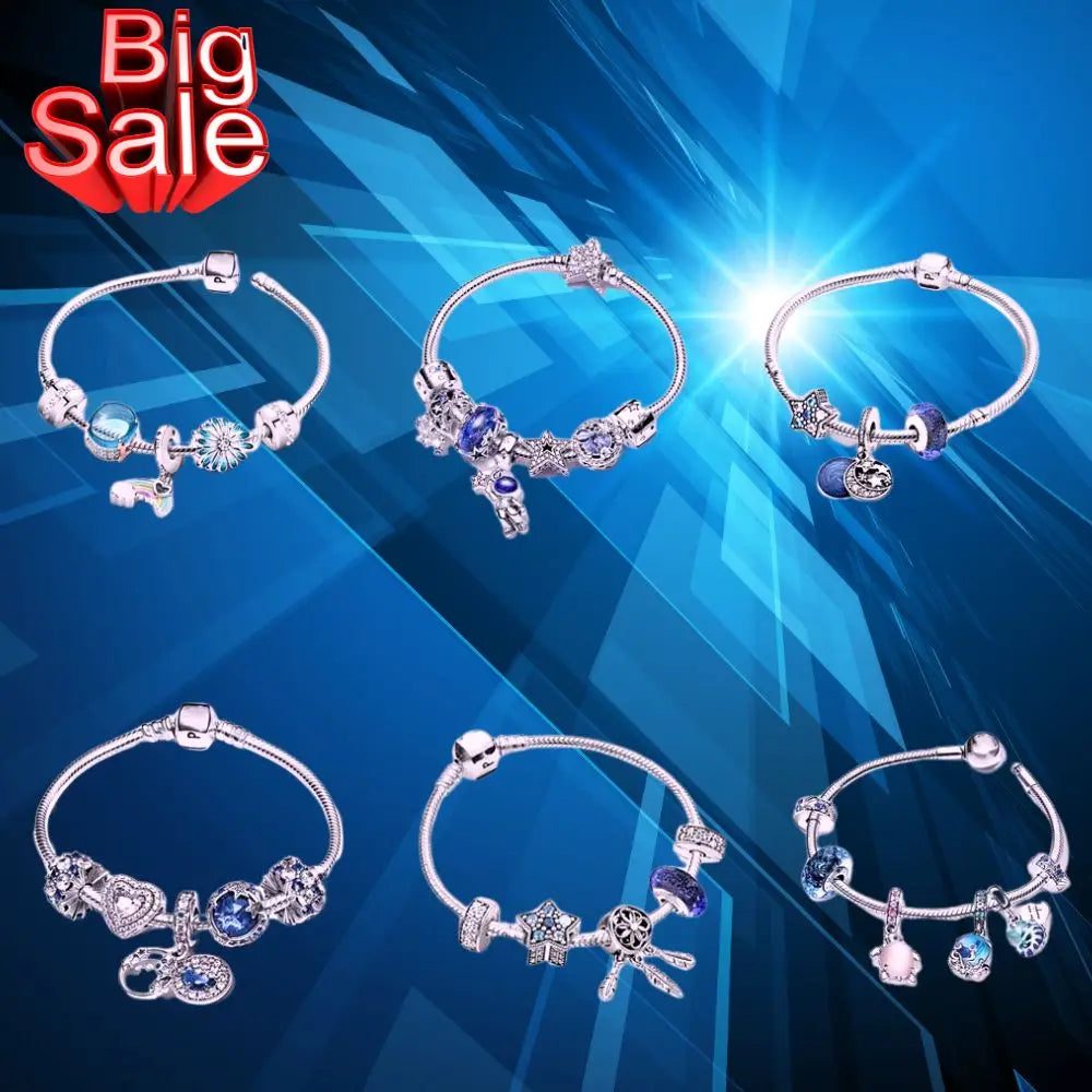 925 Sterling Silver Women’s Bracelet Set | Luxury Pandora Fit Jewelry