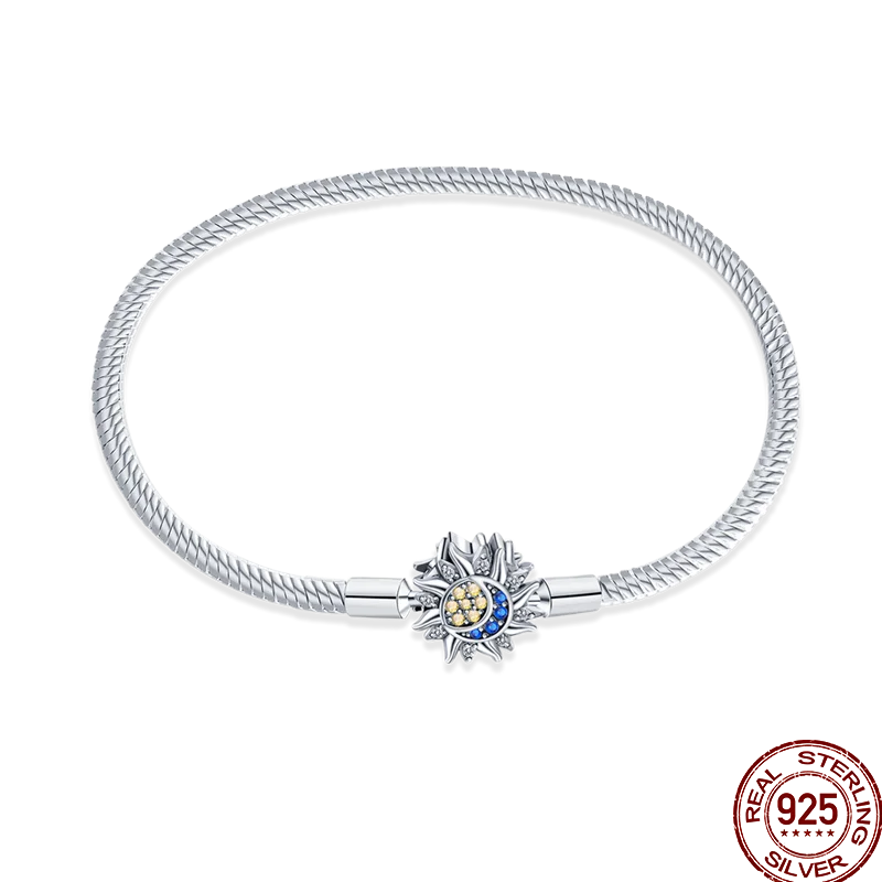 925 Sterling Silver Rainbow Leather Braided Bracelet | Eternal Love Stars & Moon Charm – DIY Women’s Beaded Jewelry Gift