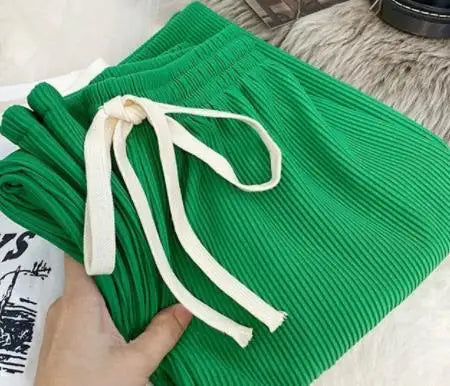 Women’s High-Waisted Pleated Trousers | Slim Fit Floor-Length Wide-Leg Pants for Ladies