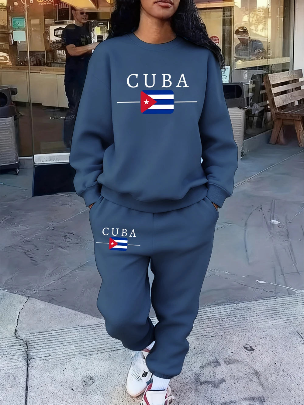 Women’s Cuba Flag Hoodie & Sweatpants 2-Piece Set – Winter Fleece Casual Jogging Outfit 🇨🇺🔥