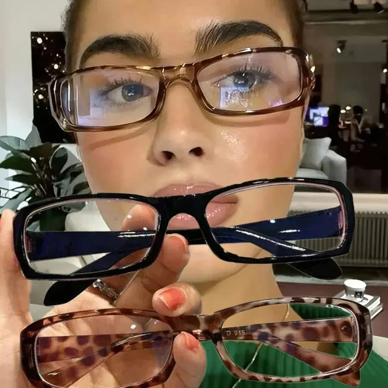 2PCS Square Shaped Glasses for Women – Retro Clear Reading Eyeglasses | Blue Light Blocking Eyewear Japanese Fashion Gift