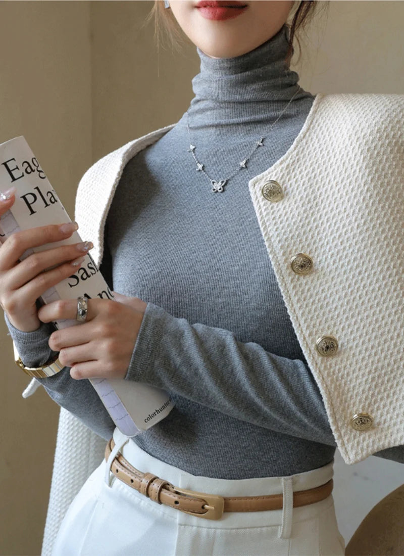 Women's Turtleneck Knitted Sweater | Autumn Slim Fit Pullover | High-End Long Sleeve Basic Top