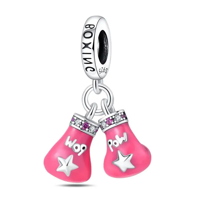 925 Silver Plated Magic Mirror Princess Angel Pink Charm Beads | Fits Original Pan 925 Bracelet | Exquisite DIY Jewelry