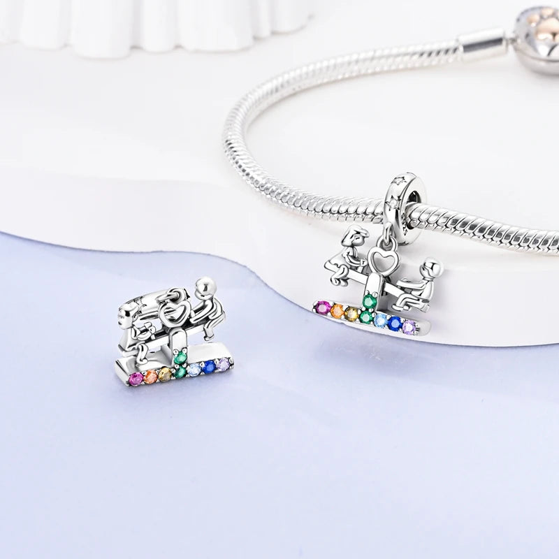 925 Sterling Silver Sweetheart Sister Charm | Fit Original Pandora & 3mm Bracelets DIY Jewelry Gift for Women