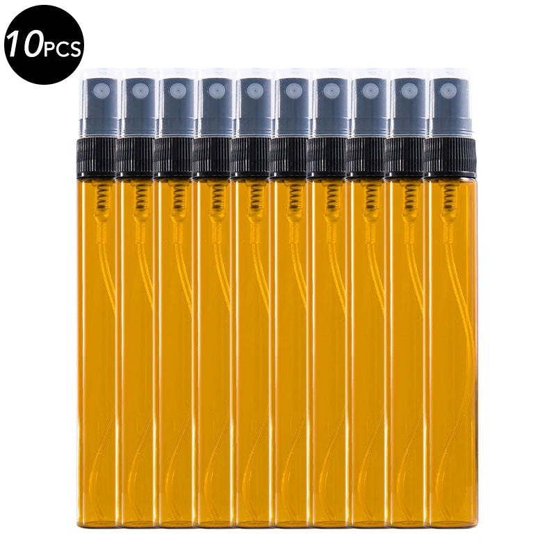 5/10PCS Mini Glass Perfume Bottles – 3ML / 5ML / 10ML Travel Toner & Cosmetic Dispenser | Tea-Colored Graduated Bottles
