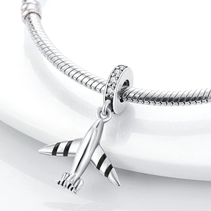 925 Sterling Silver Travel & Luggage Attractions Zircon Charm Beads | Fit Pandora Bracelet