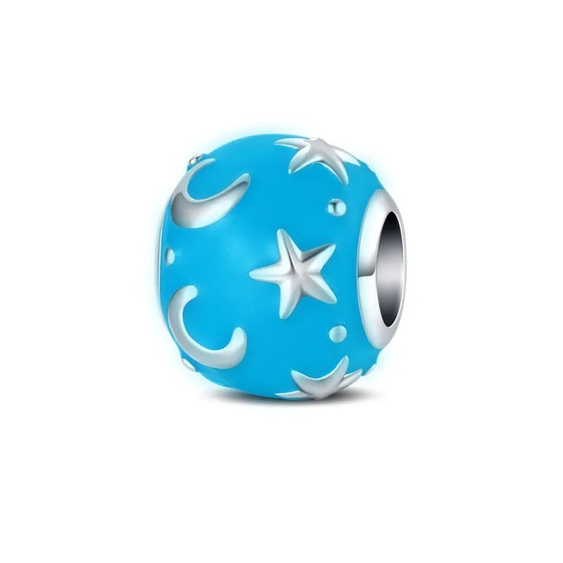 925 Sterling Silver Colorful Luminous Charms | Shell Turtle Star Beads