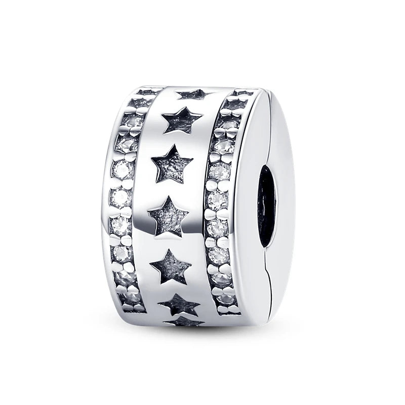 Silver Plated Colorful Glowing Moon & Stars Rainbow Dangle Charms | Fit Original Bracelet & Necklace | Women’s Jewelry Beads