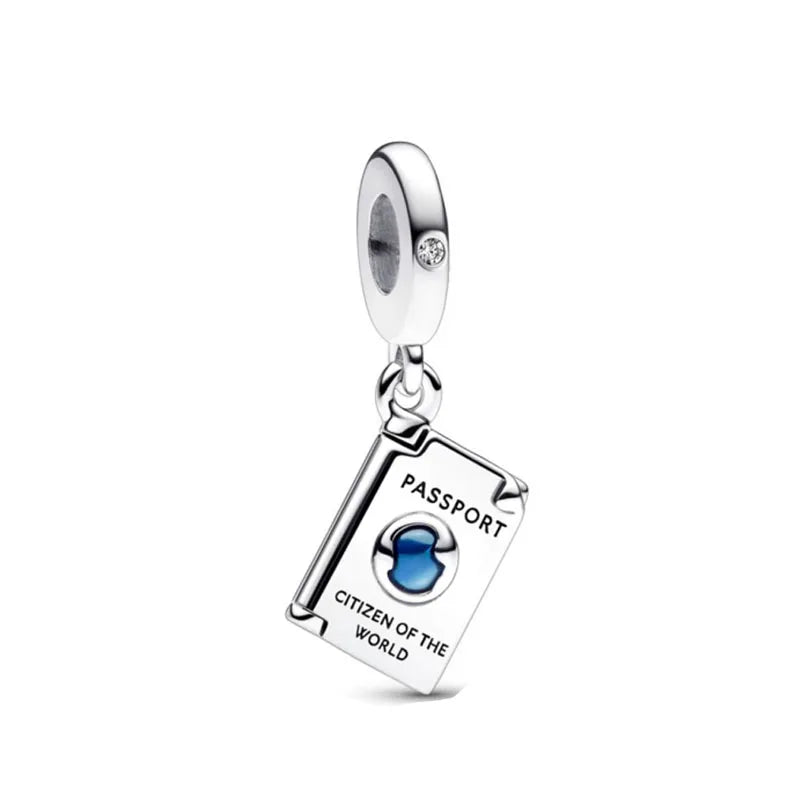 Hot Selling 925 Sterling Silver Blue Heart-Shaped Bead with Feather Pendant | Fit European Original Bracelet DIY Exquisite Jewelry